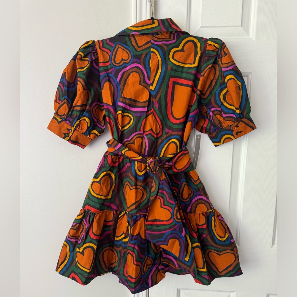 Farm Rio Heart Print Front-Bow Mini Dress - Picture 11 of 12